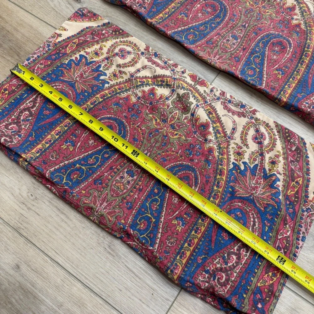 Pottery Barn Vintage Paisley Lumbar Pillow Covers Set of 2 Red Blue Cotton 16x26